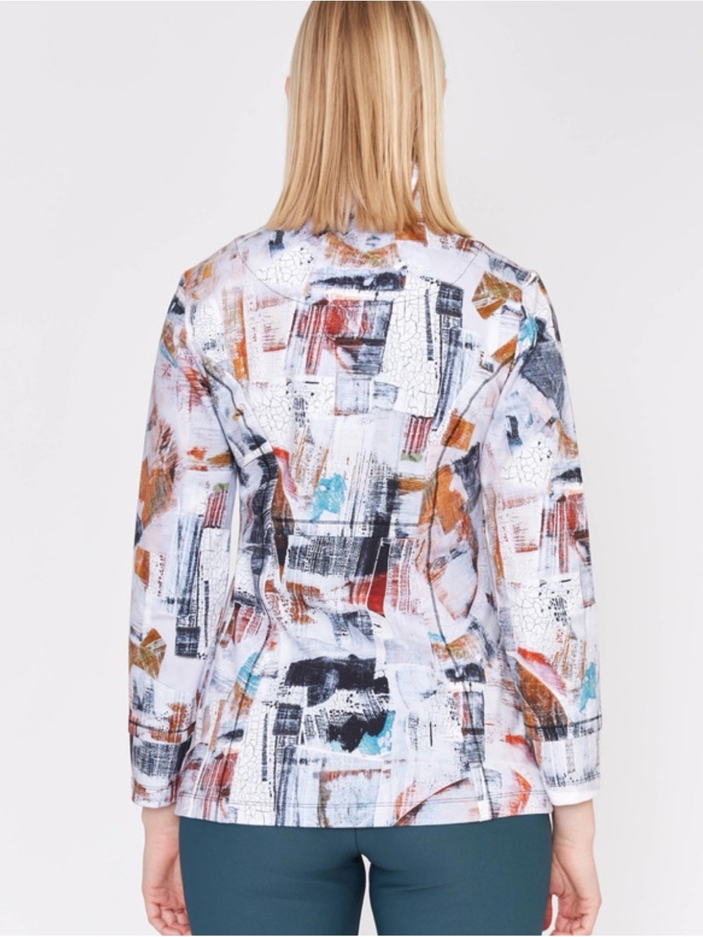 Art Simply by Dolcezza abstract mock neck jacket - Picture 3 of 8